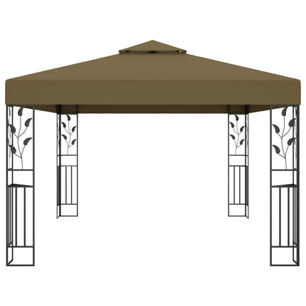 Gazebo with Double Roof 9.8'x13.1'Taupe 0.6 oz/ft²