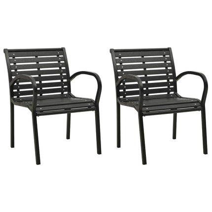 Patio Chairs 2 pcs Steel and WPC Black