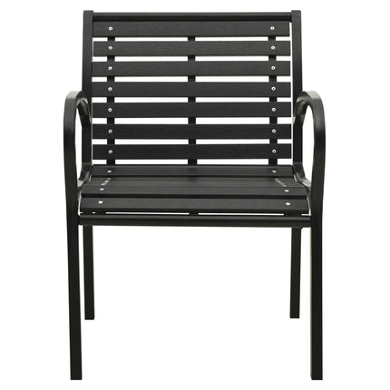 Patio Chairs 2 pcs Steel and WPC Black