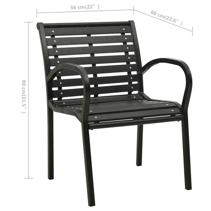 Patio Chairs 2 pcs Steel and WPC Black