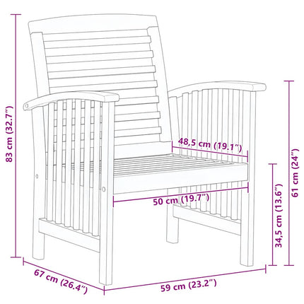 Patio Chairs 2 pcs Solid Acacia Wood
