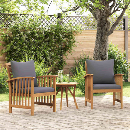 Patio Chairs with Cushions 2 pcs Solid Acacia Wood