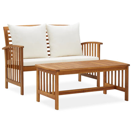 2 Piece Patio Lounge Set with Cushions Solid Acacia Wood