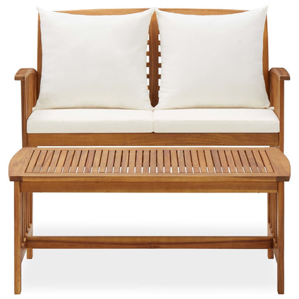 2 Piece Patio Lounge Set with Cushions Solid Acacia Wood