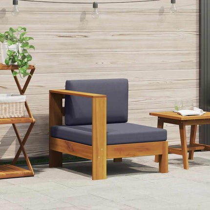 Middle Sofa with 1 Armrest Dark Gray Solid Acacia Wood
