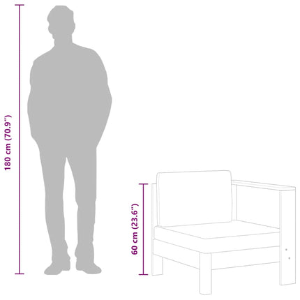 Middle Sofa with 1 Armrest Dark Gray Solid Acacia Wood