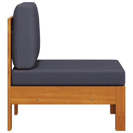 Middle Sofa with Dark Gray Cushions Solid Acacia Wood