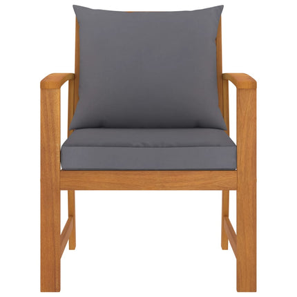 Patio Chairs 2 pcs with Dark Gray Cushion Solid Acacia Wood