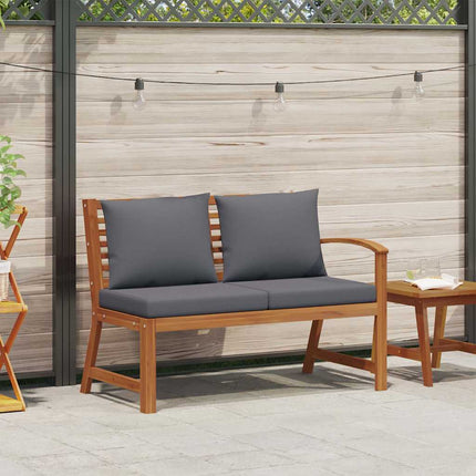 Patio Bench 45.1" with Dark Gray Cushion Solid Acacia Wood