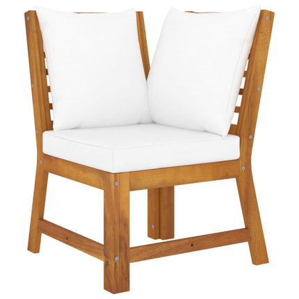 Sectional Corner Sofa with Cream Cushion Solid Acacia Wood