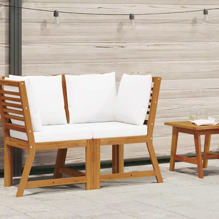 Sectional Corner Sofa with Cream Cushion Solid Acacia Wood