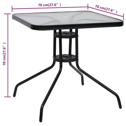 Patio Table Black 27.6"x27.6"x27.6" Steel