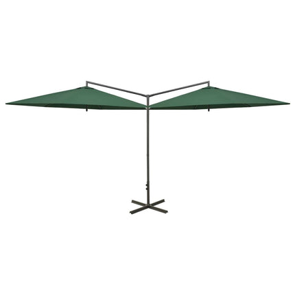Garden Parasol Green Polyester, Powder-Coated Steel Double