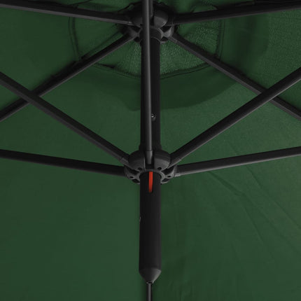 Garden Parasol Green Polyester, Powder-Coated Steel Double