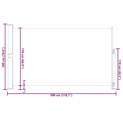 Patio Retractable Side Awning 70.9"x118.1" Cream