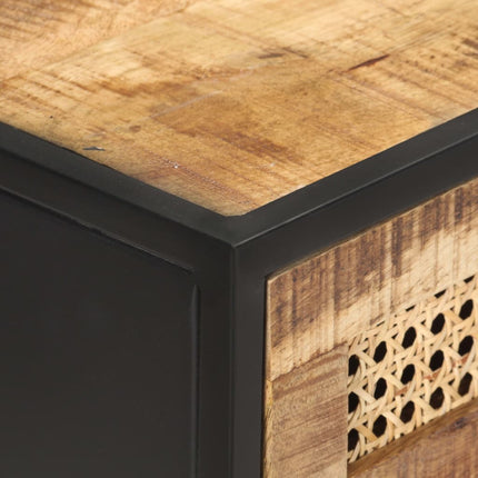 Console Table 39.4"x13.8"x29.5" Rough Mango Wood and Natural Cane