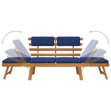 Patio Bench with Cushions 2-in-1 74.8" Solid Acacia Wood