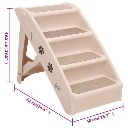 Folding Dog Stairs Cream 24.4"x15.7"x19.5