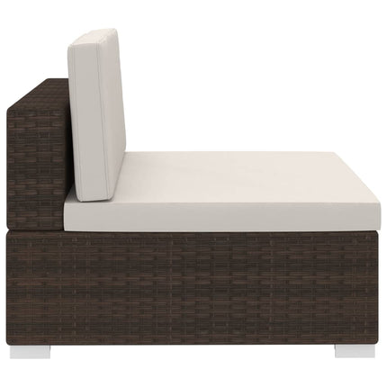 3 Piece Patio Sofa Set with Cushions Poly Rattan Brown