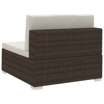 3 Piece Patio Sofa Set with Cushions Poly Rattan Brown