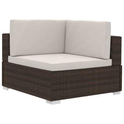 3 Piece Patio Sofa Set with Cushions Poly Rattan Brown