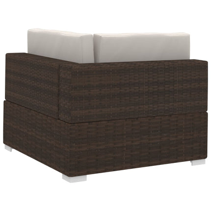 3 Piece Patio Sofa Set with Cushions Poly Rattan Brown