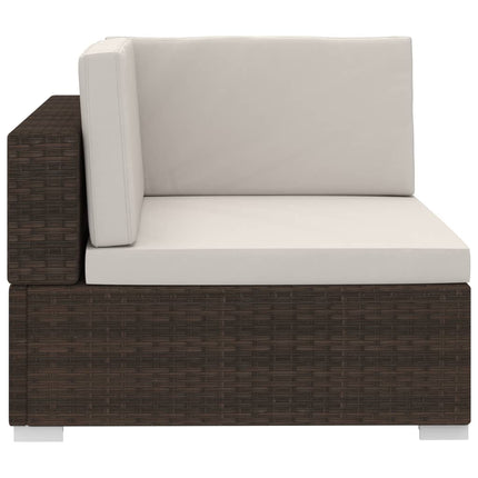 3 Piece Patio Sofa Set with Cushions Poly Rattan Brown