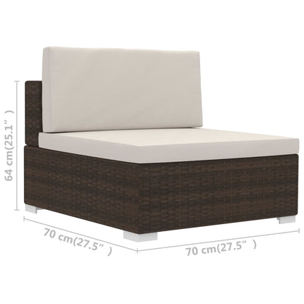 3 Piece Patio Sofa Set with Cushions Poly Rattan Brown