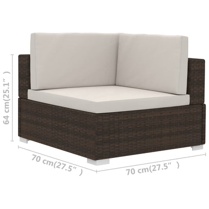 3 Piece Patio Sofa Set with Cushions Poly Rattan Brown