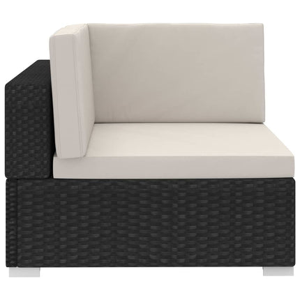 4 Piece Patio Sofa Set with Cushions Poly Rattan Black