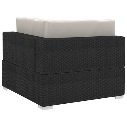 4 Piece Patio Sofa Set with Cushions Poly Rattan Black