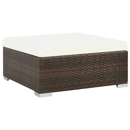 7 Piece Patio Lounge Set with Cushions Poly Rattan Brown