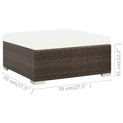 7 Piece Patio Lounge Set with Cushions Poly Rattan Brown
