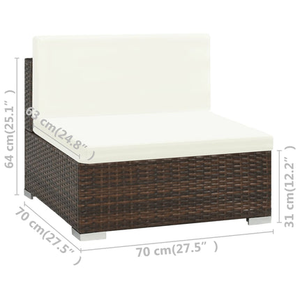 6 Piece Patio Lounge Set with Cushions Poly Rattan Brown