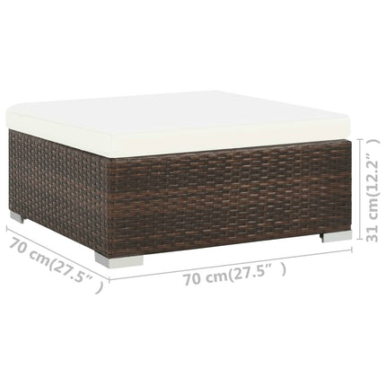 6 Piece Patio Lounge Set with Cushions Poly Rattan Brown