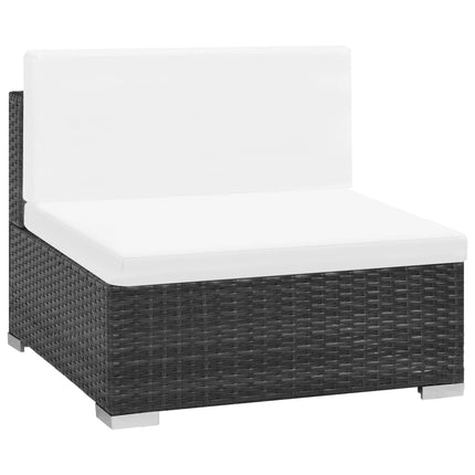 6 Piece Patio Lounge Set with Cushions Poly Rattan Black