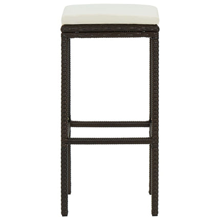 Bar Stools with Cushions 4 pcs Brown Poly Rattan