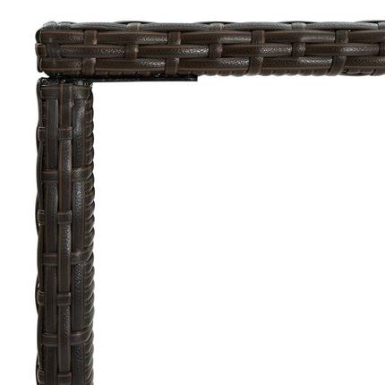 Patio Bar Table Brown 27.6"x27.6"x43.3" Poly Rattan and Glass