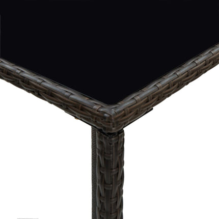 Patio Bar Table Brown 27.6"x27.6"x43.3" Poly Rattan and Glass