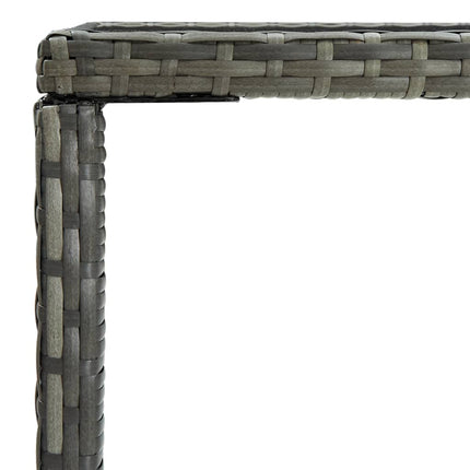 Patio Bar Table Gray 27.6"x27.6"x43.3" Poly Rattan and Glass