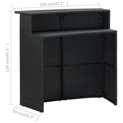 Patio Bar Table Black 47.2"x21.7"x43.3" Poly Rattan