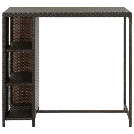 Bar Table with Storage Rack Brown 47.2"x23.6"x43.3" Poly Rattan