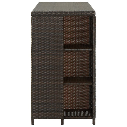 Bar Table with Storage Rack Brown 47.2"x23.6"x43.3" Poly Rattan