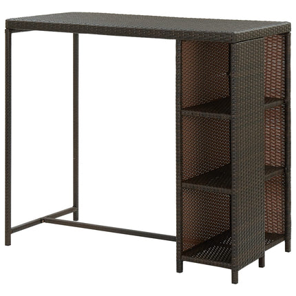 Bar Table with Storage Rack Brown 47.2"x23.6"x43.3" Poly Rattan
