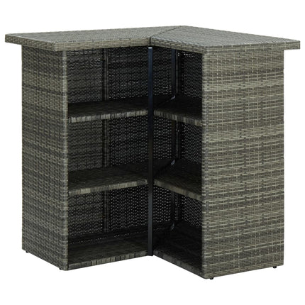 Corner Bar Table Gray 39.4"x19.7"x41.3" Poly Rattan