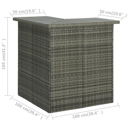Corner Bar Table Gray 39.4"x19.7"x41.3" Poly Rattan