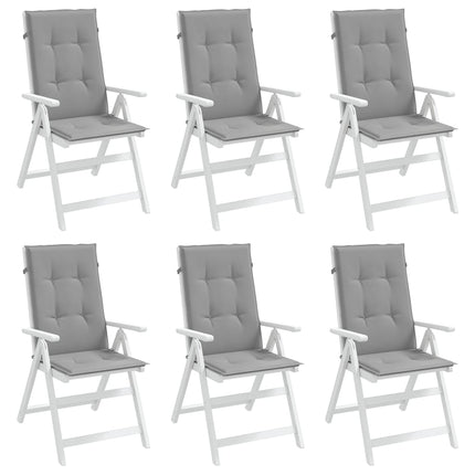 Garden Highback Chair Cushions 6 pcs Gray 47.2"x19.7"x1.2" Fabric