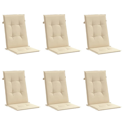 Garden Highback Chair Cushions 6 pcs Beige 47.2"x19.7"x1.2" Fabric