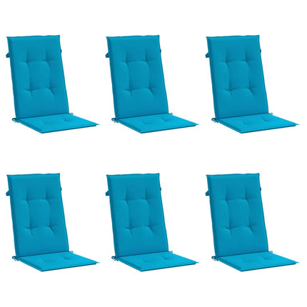 Garden Highback Chair Cushions 6 pcs Blue 47.2"x19.7"x1.2" Fabric