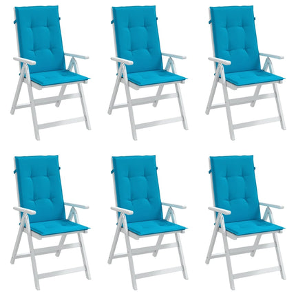 Garden Highback Chair Cushions 6 pcs Blue 47.2"x19.7"x1.2" Fabric